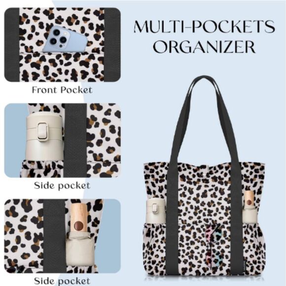 HOMESPON Foldable Large Beach / Weekender Tote Bag- Leopard Print, Waterproof - Picture 3 of 6